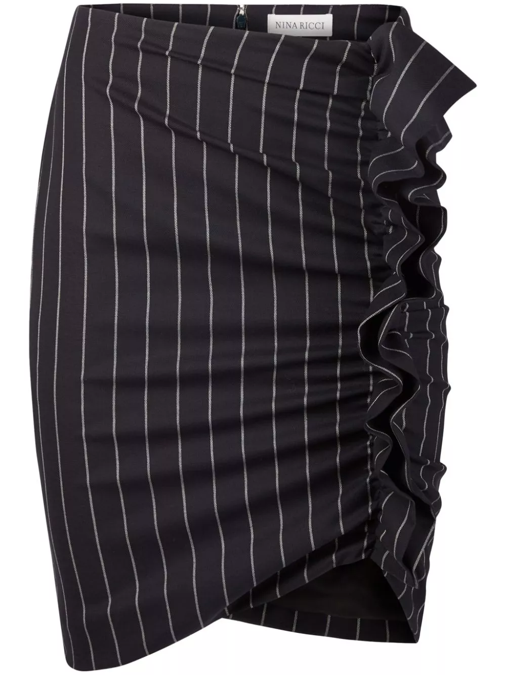 Nina Ricci Pinstripe Draped Mid Skirt Women 0113