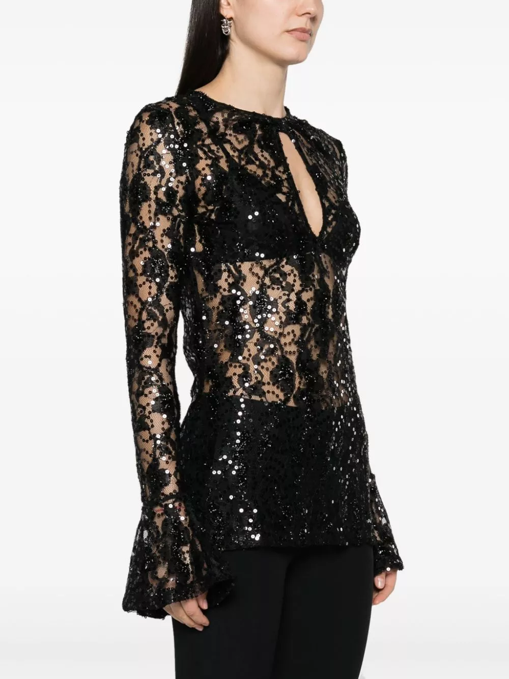 Affordable Nina Ricci sequinned sheer-lace top Women 0122