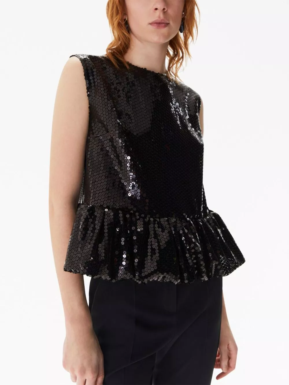 Cheap Nina Ricci sequin-embellished sleeveless peplum top Women 0127