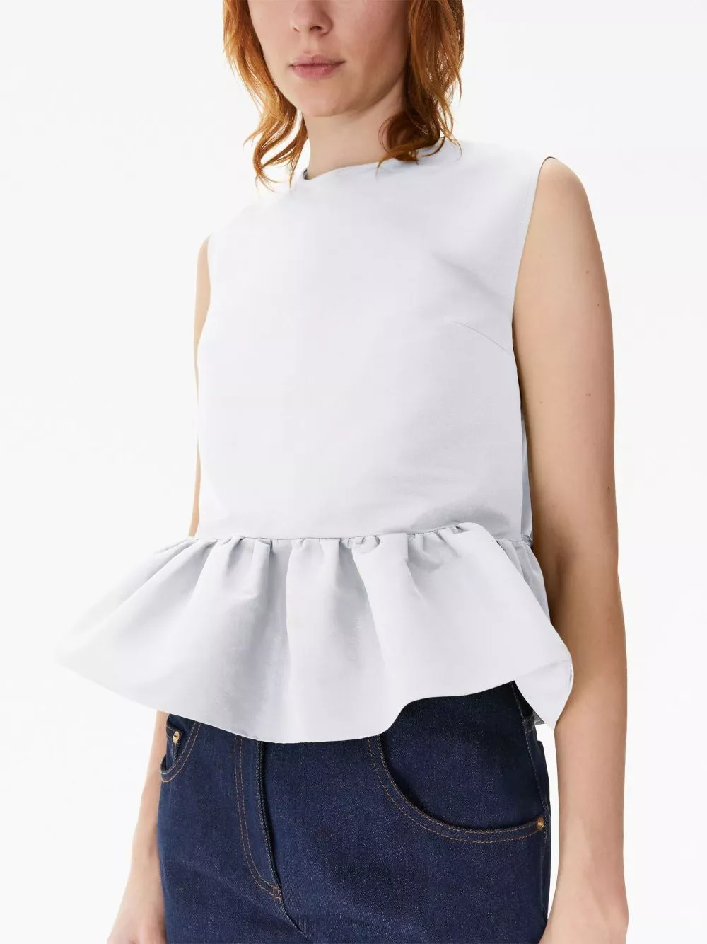 Affordable Nina Ricci bow-detail peplum sleeveless cotton top Women 0114