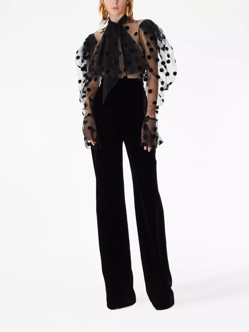 Affordable Nina Ricci polla-dot embroidered tulle shirt Women 0113