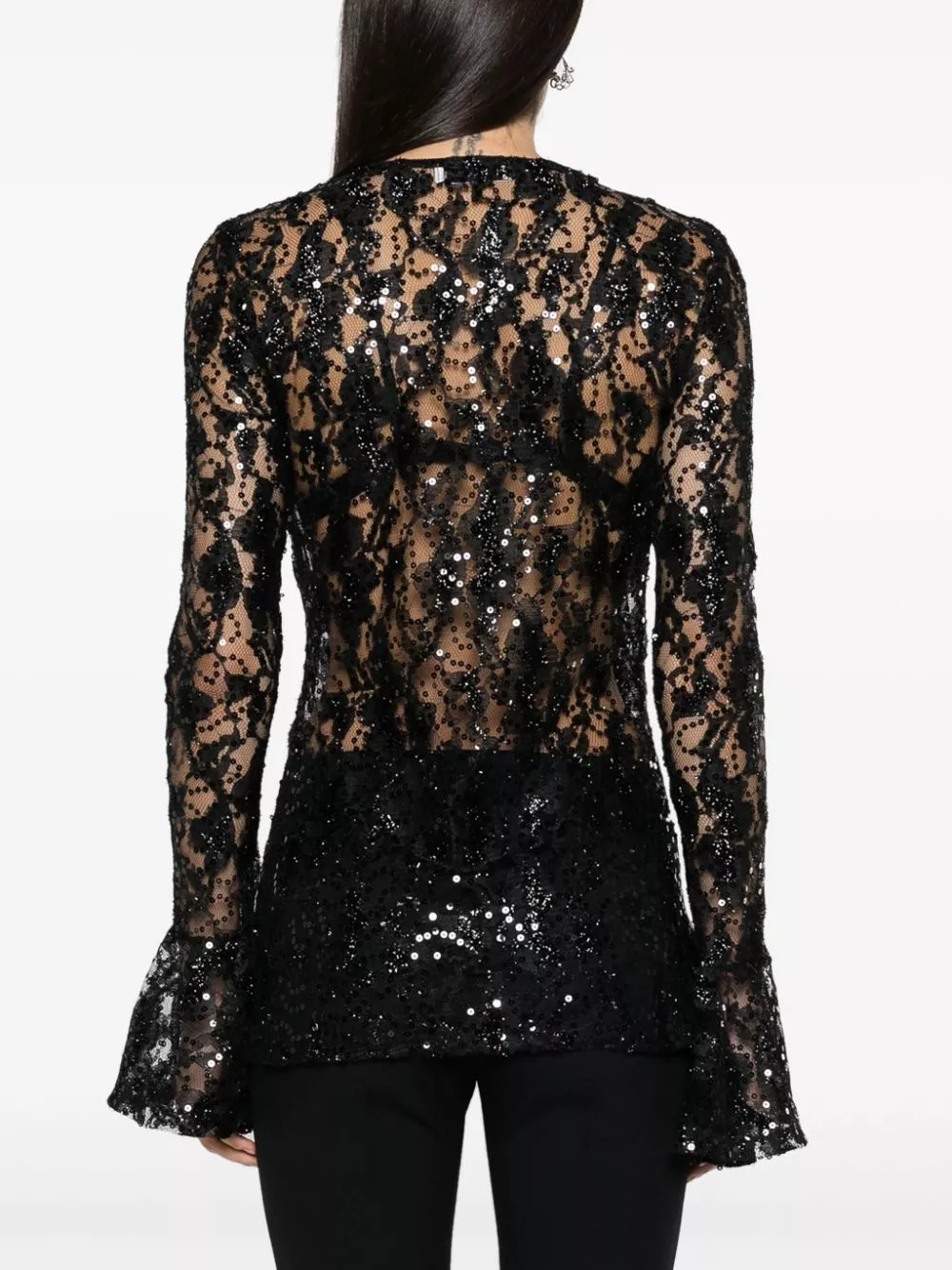 Affordable Nina Ricci sequinned sheer-lace top Women 0122