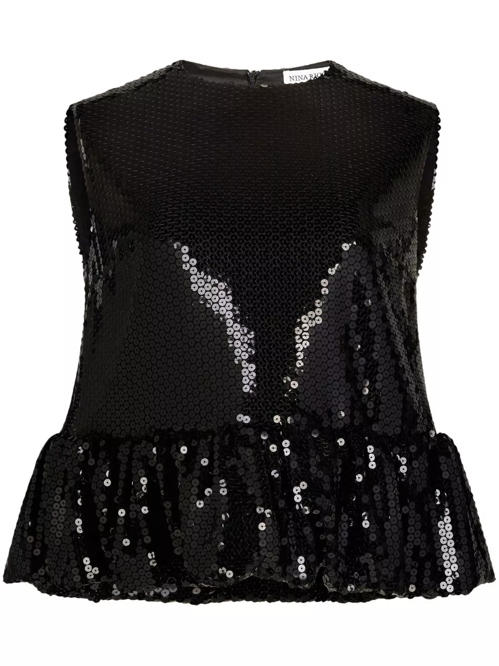 Cheap Nina Ricci sequin-embellished sleeveless peplum top Women 0127