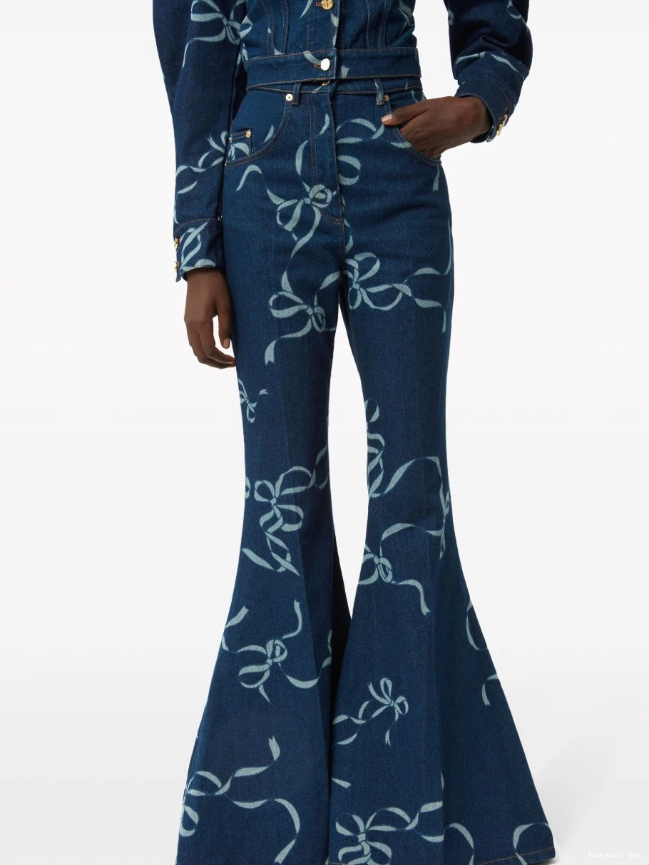 Affordable Nina trousers Women long-length flared Ricci graphic-print 0218