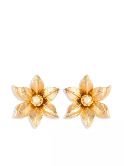 Cheap Nina Ricci 1980s pre-owned floral motif clip-on earrings Women 0202