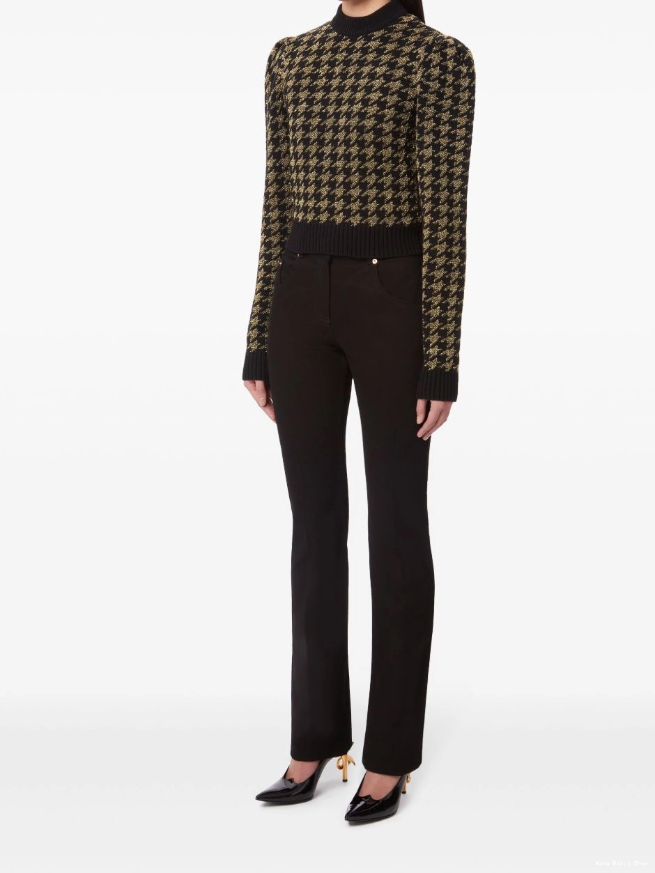 Affordable sweater jacquard Ricci Nina Women houndstooth 0209